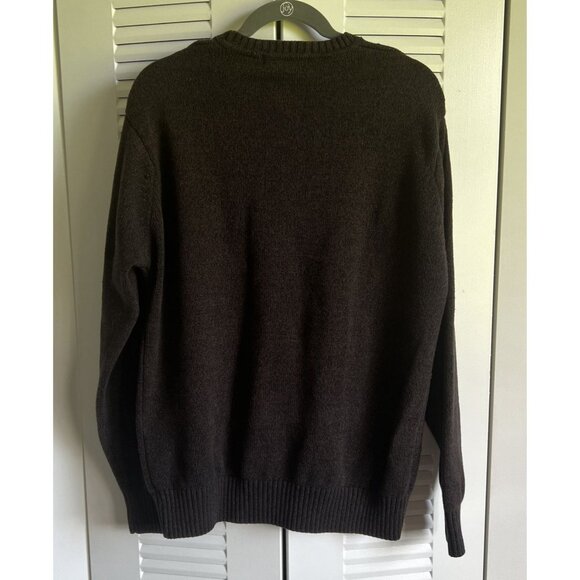 Geoffrey Beene Men's Chocolate Brown Cotton Sweater L/G Grandpacore - Picture 6 of 6